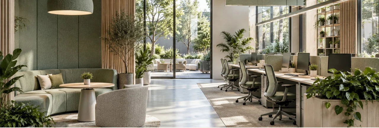 Biophilic Office interior design visualisation