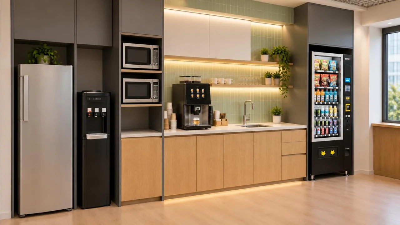 Breakout pantry — approved Spacenez office design visualisation