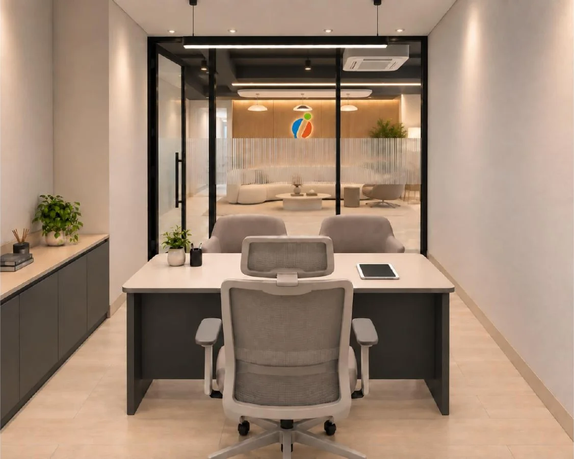 HR cabin — lounge connection — approved Spacenez office design visualisation