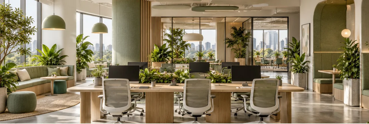 Biophilic Coworking interior design visualisation