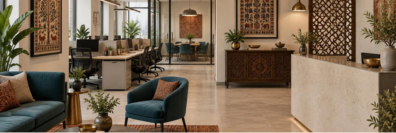 Indian Heritage Contemporary Office interior design visualisation