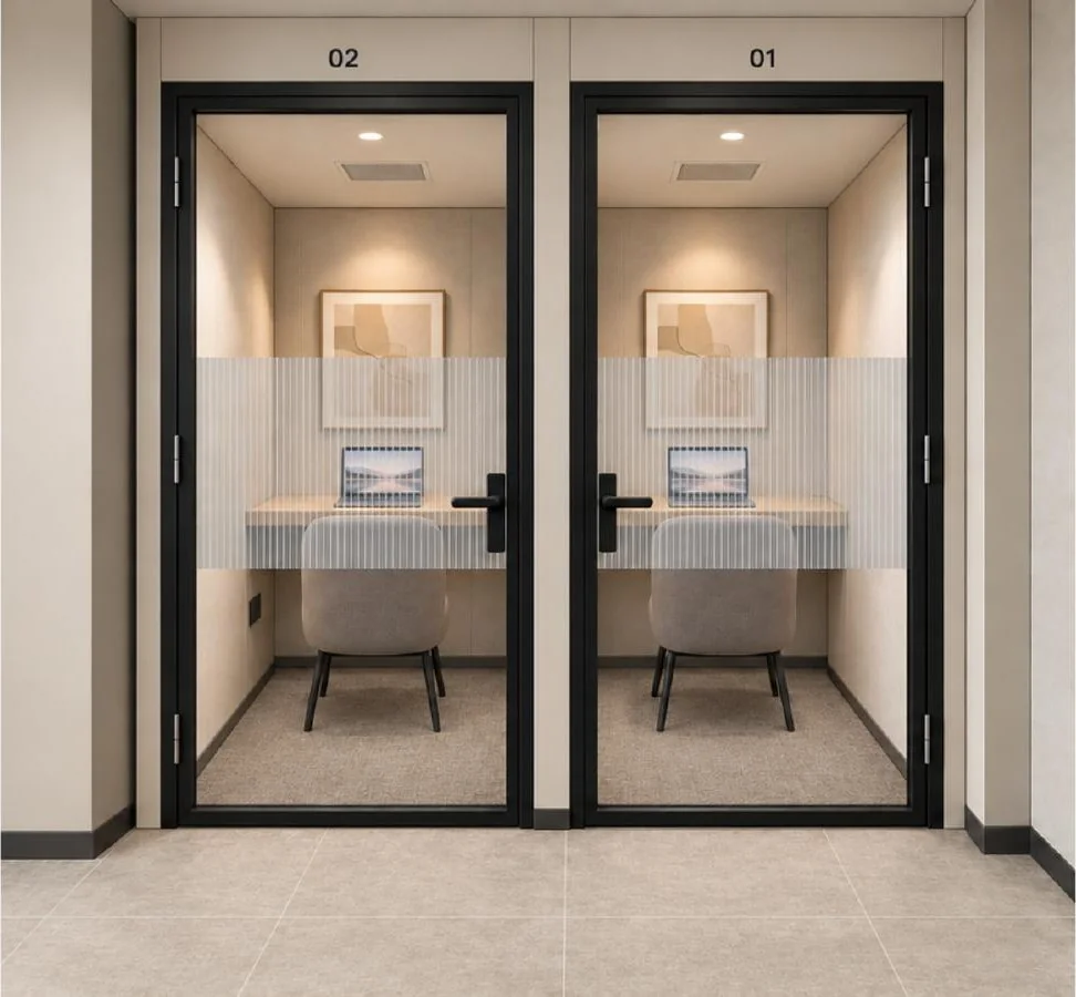 Private calling pods — approved Spacenez office design visualisation
