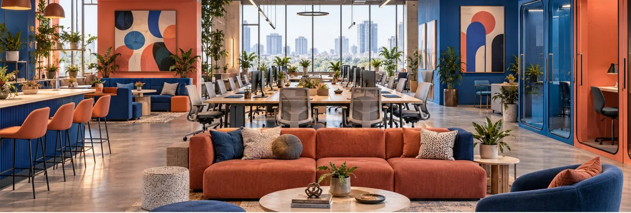 Bold Contemporary Coworking interior design visualisation
