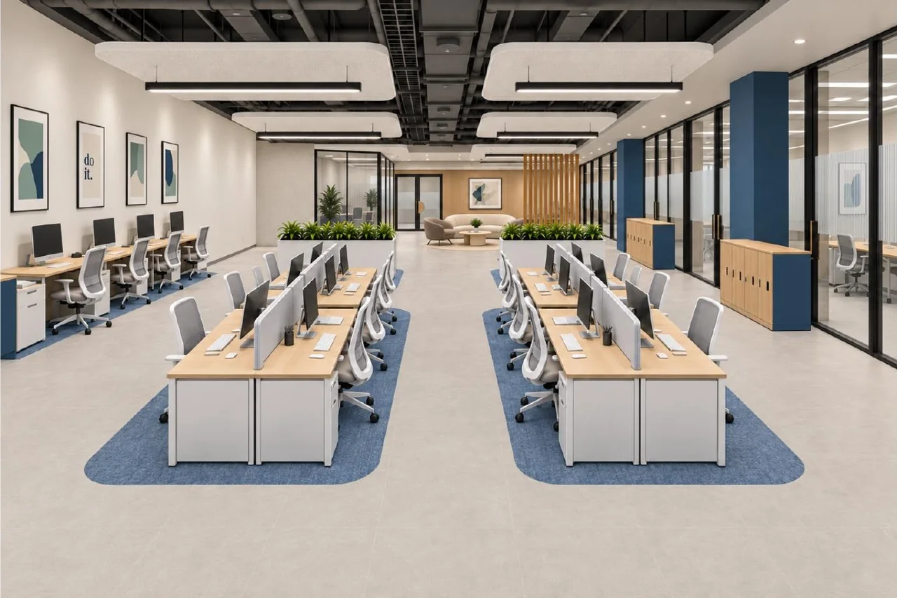 Workstations — reverse view — approved Spacenez office design visualisation
