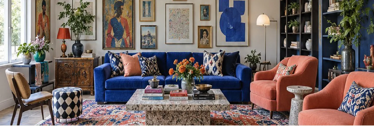 Bold Eclectic interior design visualisation