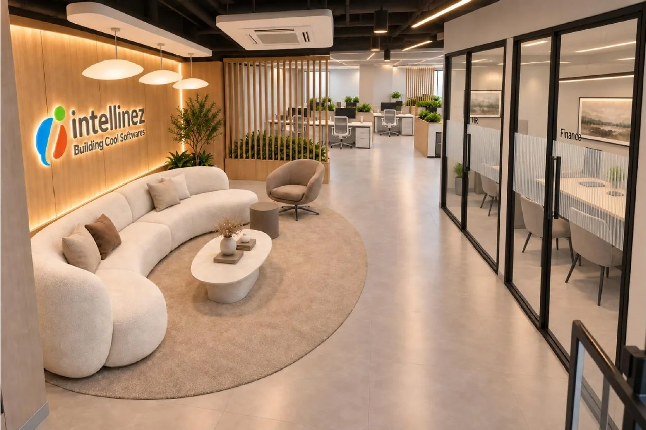 Arrival lounge — approved Spacenez office design visualisation