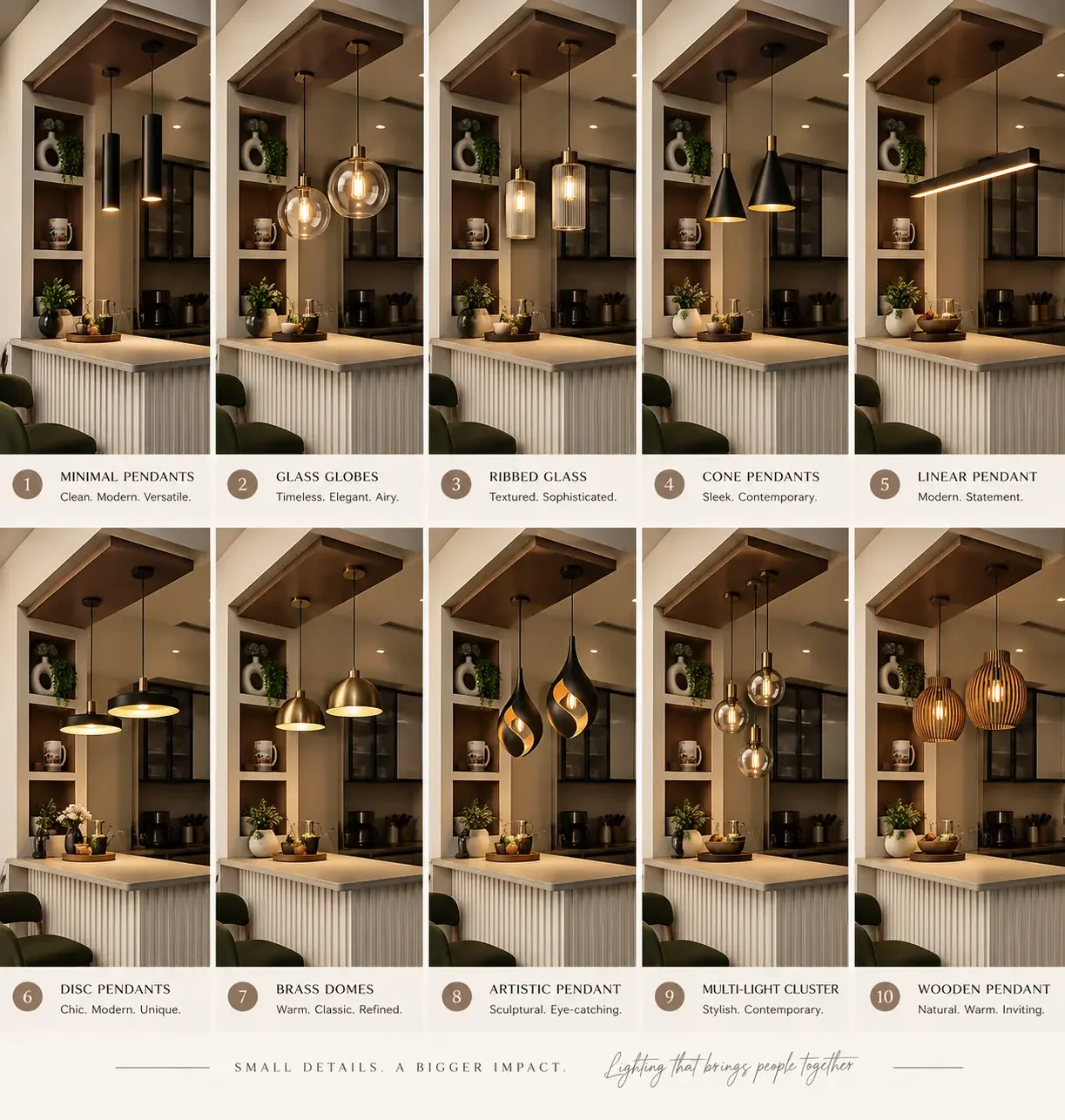 Pendant lighting options — Spacenez apartment design sample
