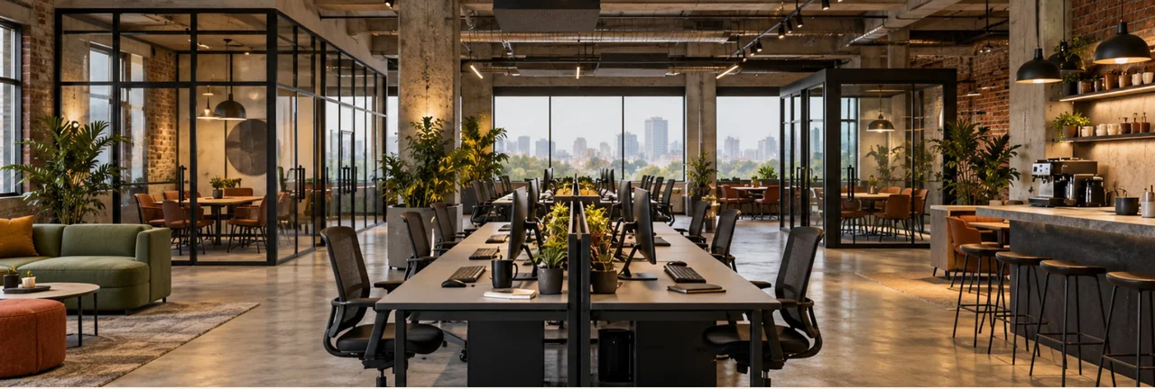 Industrial Coworking interior design visualisation