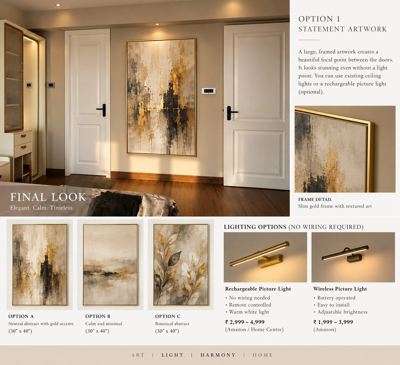 Statement art between doors — Spacenez apartment design sample