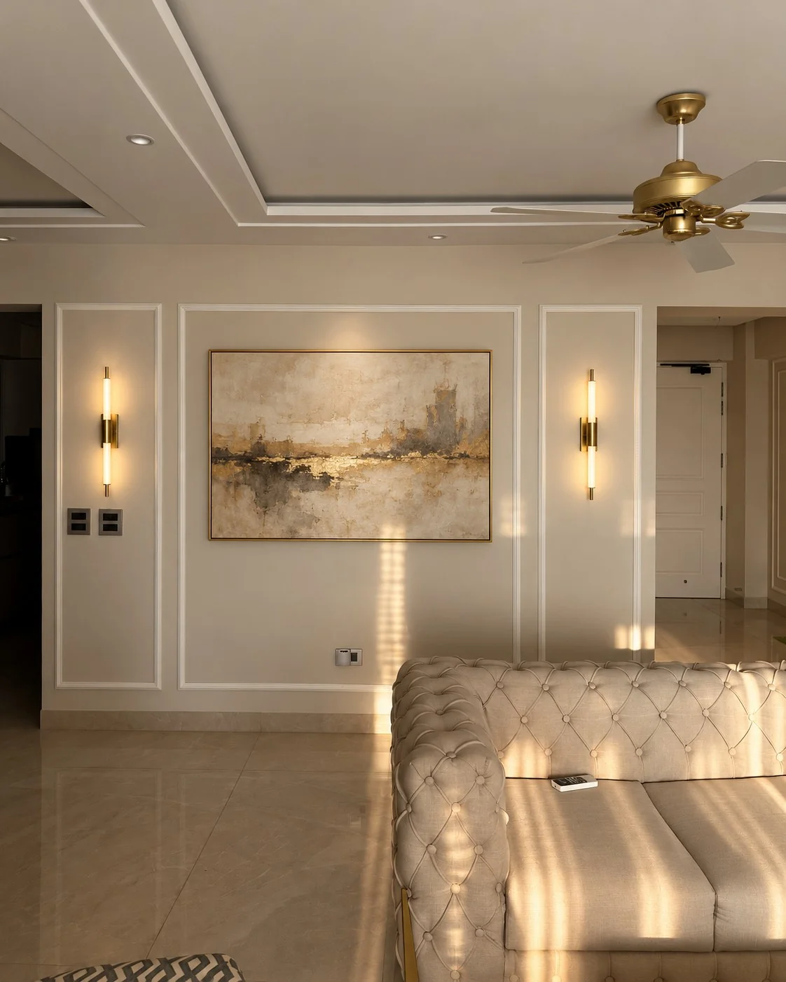 Opposite wall — single artwork — Spacenez apartment design sample