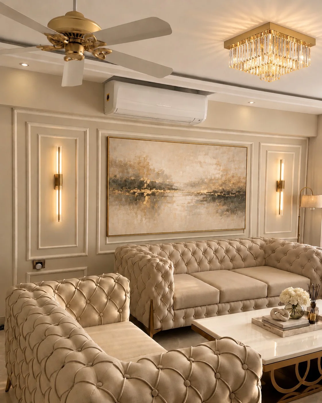 Sofa wall — statement artwork B — Spacenez apartment design sample
