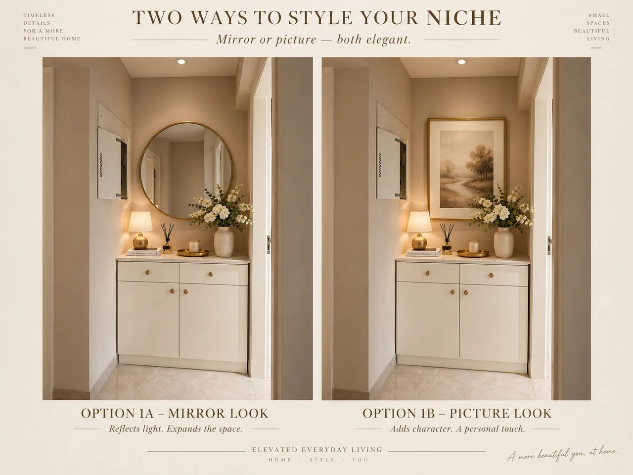 Small niche — mirror or artwork — Spacenez apartment design sample