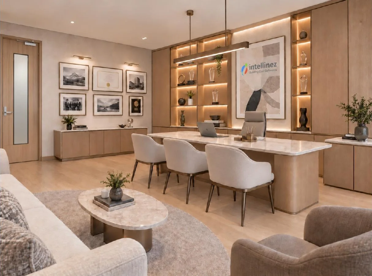 MD cabin — private lounge — approved Spacenez office design visualisation
