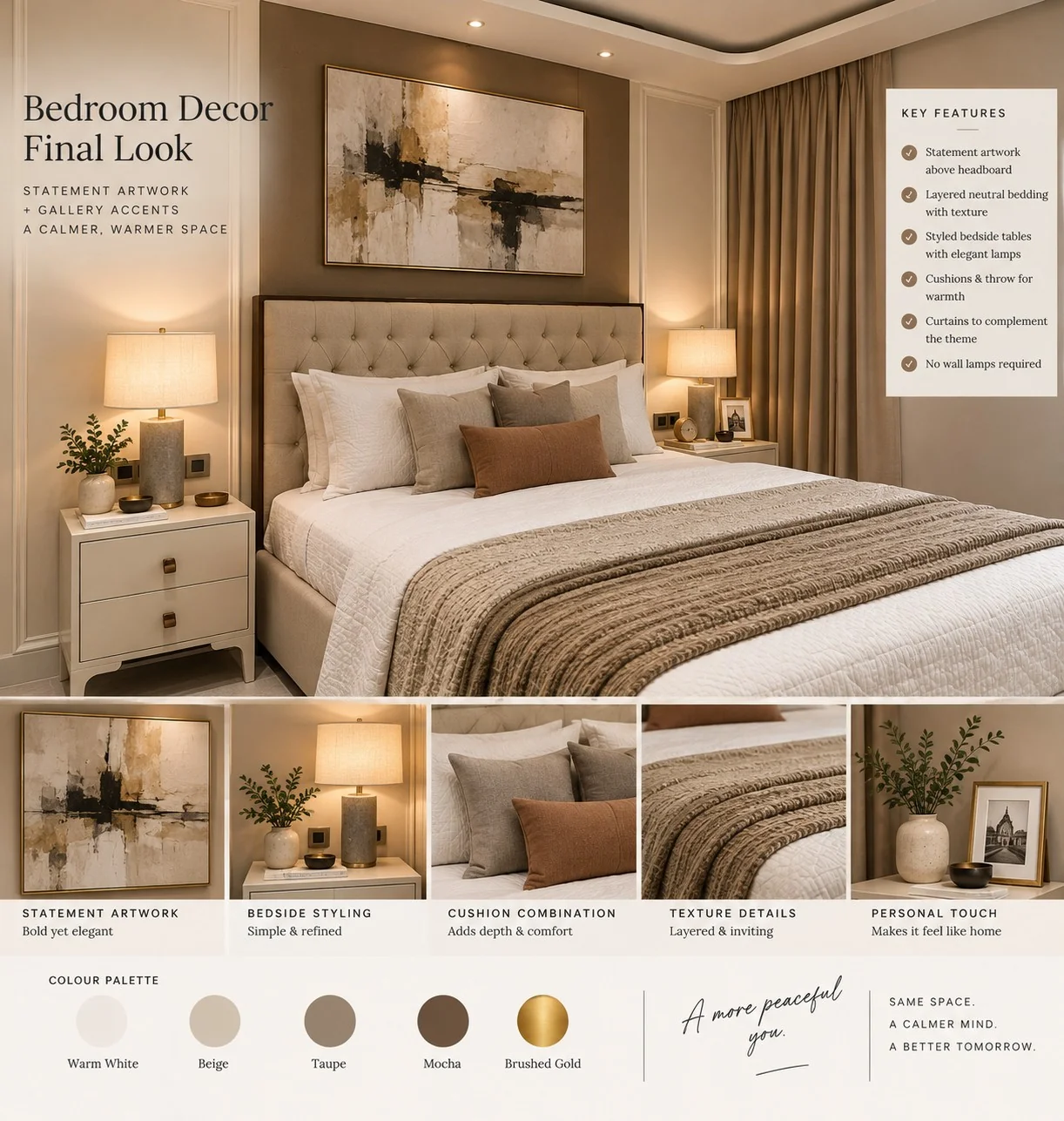 Bedroom decor — final look — Spacenez apartment design sample